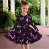 Vestito Casual da Bambina con Stampa 3D a Farfalle, Girocollo, Manica Lunga, Vestito da Principessa per Bambina