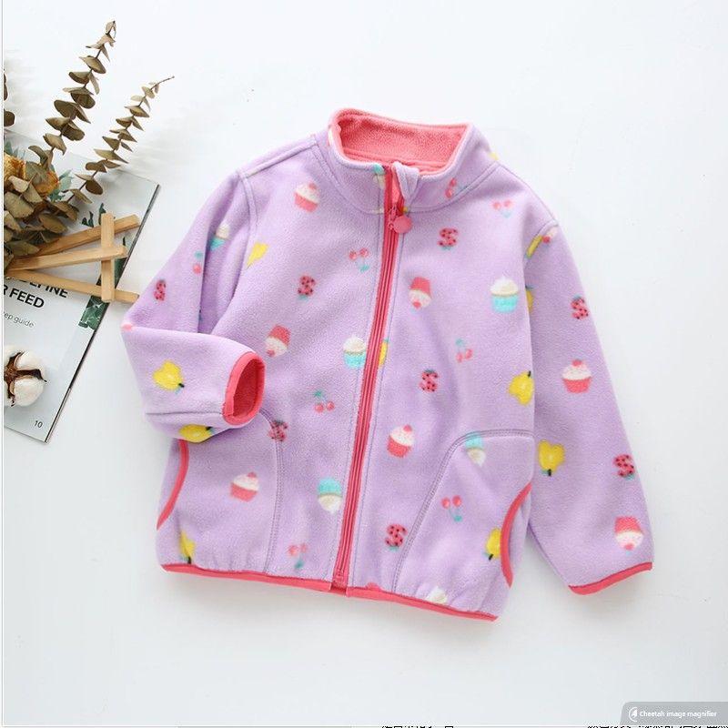 Girls' Spring, Autumn, and Winter Jacket 2023 New Children's Fleece Warm Zip-Up Shirt for Little Girls, Thickened and Fleece-Lined Top