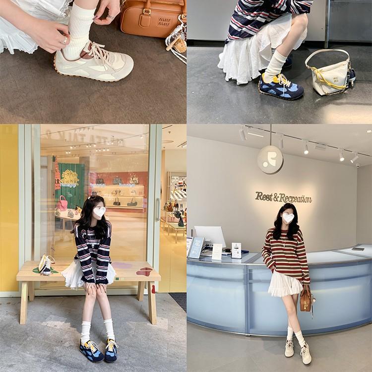 Spot Su Yinyin with the Same Ugly and Cute Crooked Head Color Matching Casual Sports Shoes Women's Soft-soled Versatile Forrest Gump Shoes Women's G