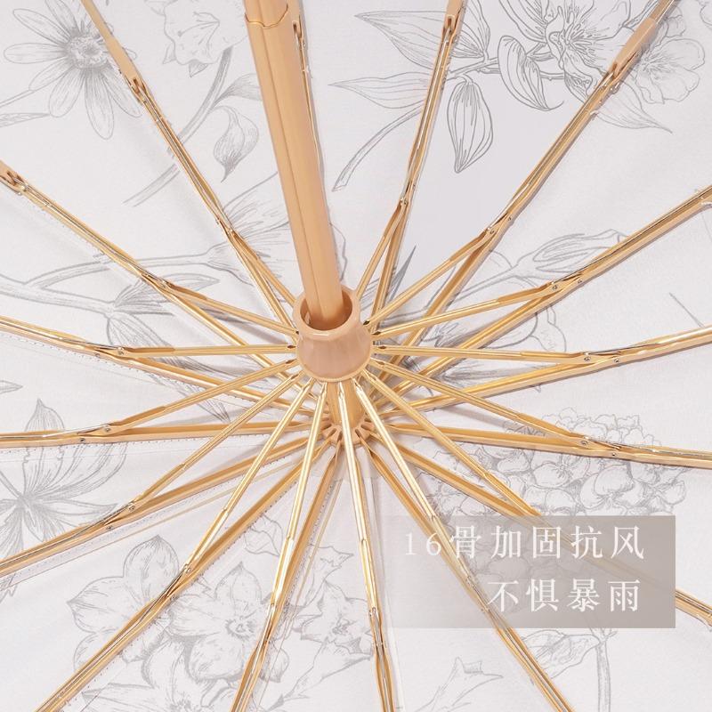 Retro high-value 16 bone color glue double-layer sun umbrella for girls sunscreen and UV protection parasol
