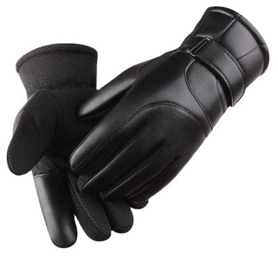 Warm Leather Gloves Plus Velvet Thickened Men and Women's Windproof and Cold Proof Outdoor Cycling Gloves Autumn and Winter Touch Screen Gloves