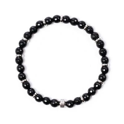 [Jbans Classic] Cut Black Agate Slim Stone Bracelet (C2001-Ac596_Bk)
