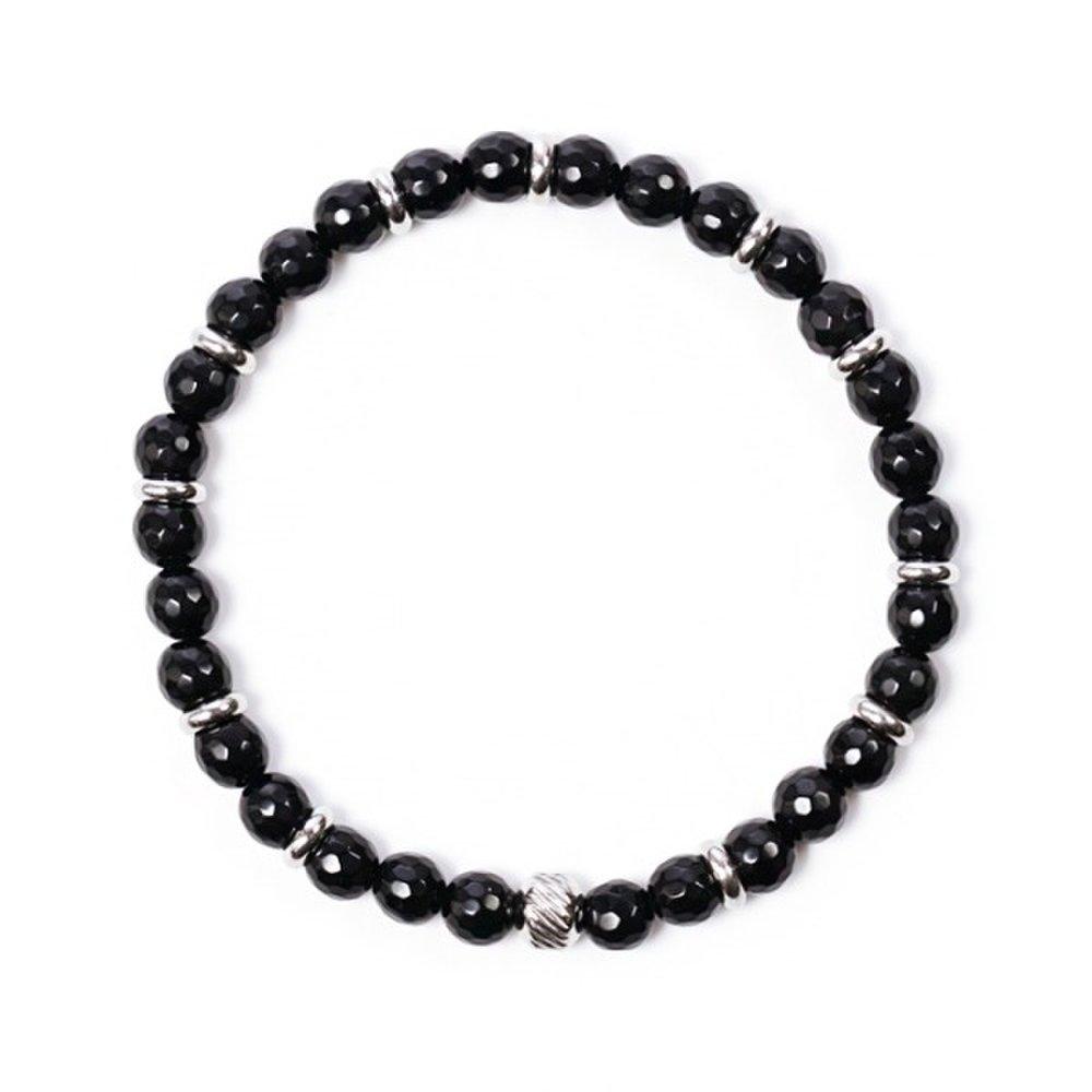 

[Jbans Classic] Cut Black Agate Slim Stone Bracelet (C2001-Ac596_Bk) For men