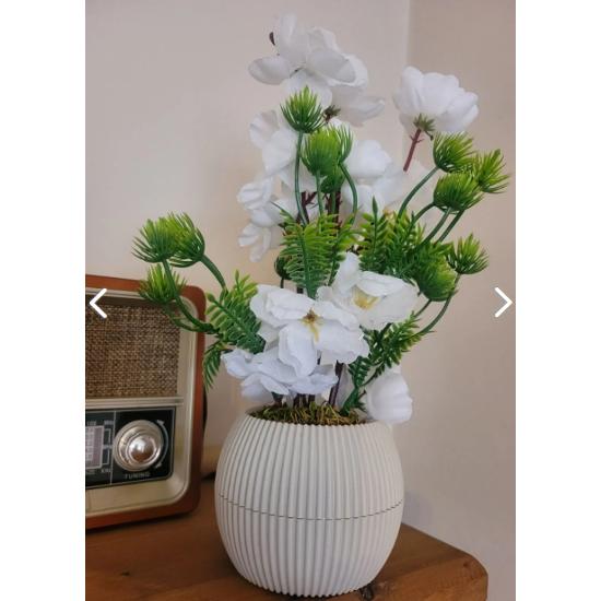 24 cm Naturstein-Moos-Blumentopf, künstliche Blume, dekorativer Topf, Tisch-Blumendekoration, kleine Größe