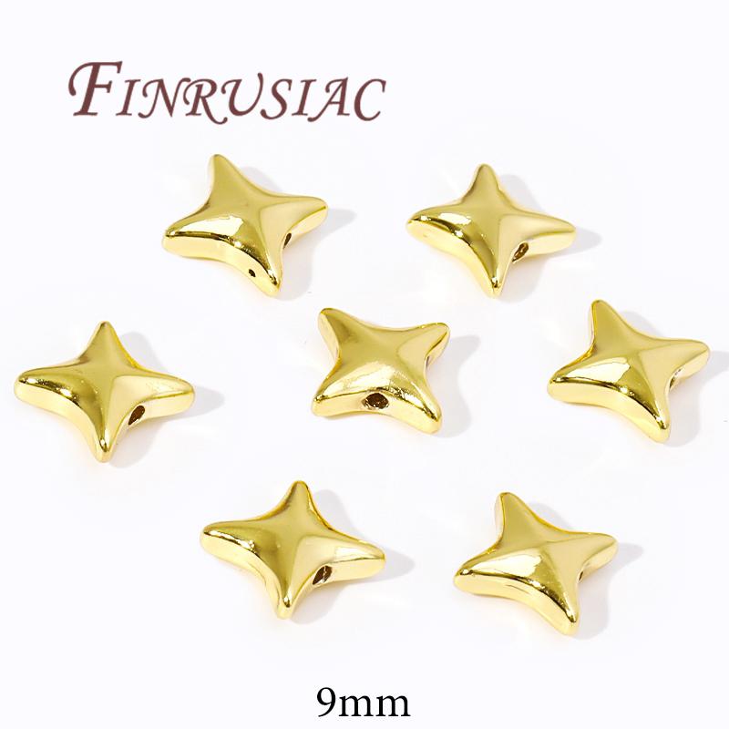 9mm 18K Gold Plated Stern Perlen Abstandshalter Perlen DIY Zubehör, Trenner Für Perlen, Schmuckherstellung Zubehör