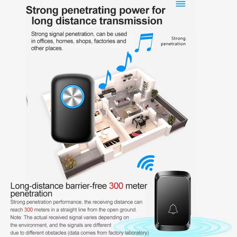 60 Chimes Smart Doorbell 300M Range Welcome Doorbell Adjustable Volume Door Chime Kit  Apartment