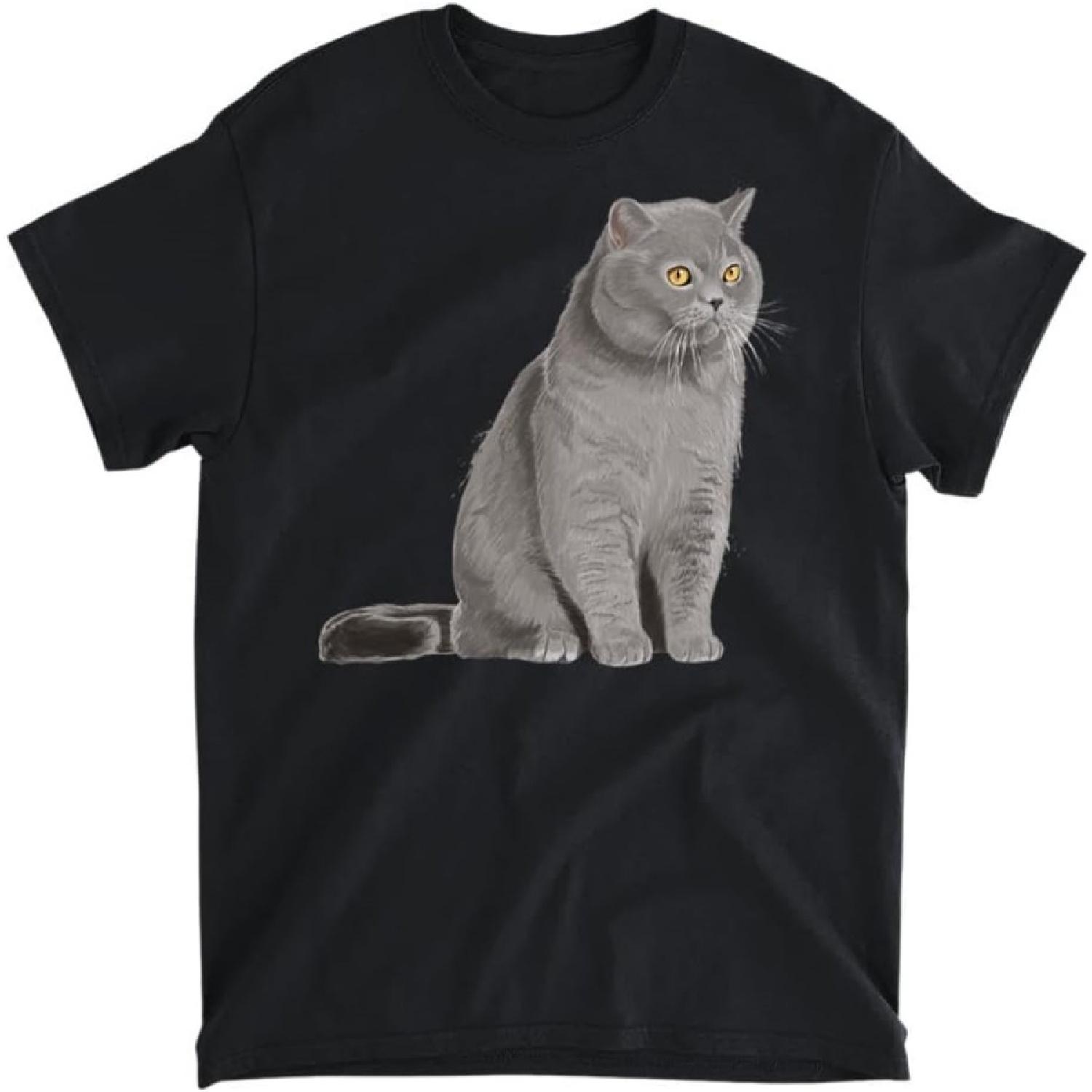British Shorthair Cat T-Shirt, Long Sleeve Shirt, Sweatshirt, Hoodie Unisex Adult Size Made in Canada XXXXXL разноцветный