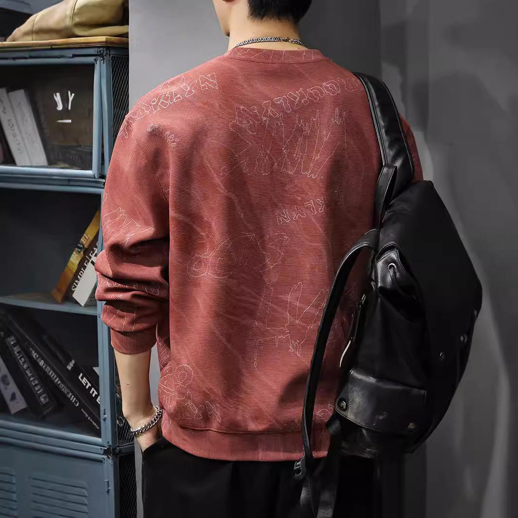 Осенний тяжелый облачный вымытый свитер мужской американский хулиган красивый длинный — фото 3