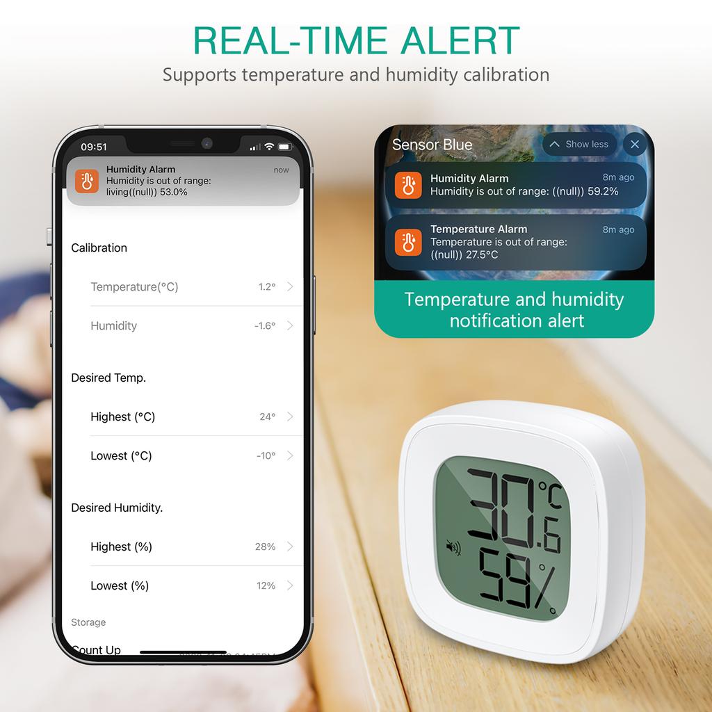 ORIA Upgrade Bluetooth Thermometer 2PCS/1PC Hygrometer Wireless Outdoor Thermometer Smart Home Temperature and Humidity Sensor