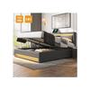 Gepolstertes Bett - - 140x190 cm - USB-Anschluss - LED-Beleuchtung - Integrierter Stauraum