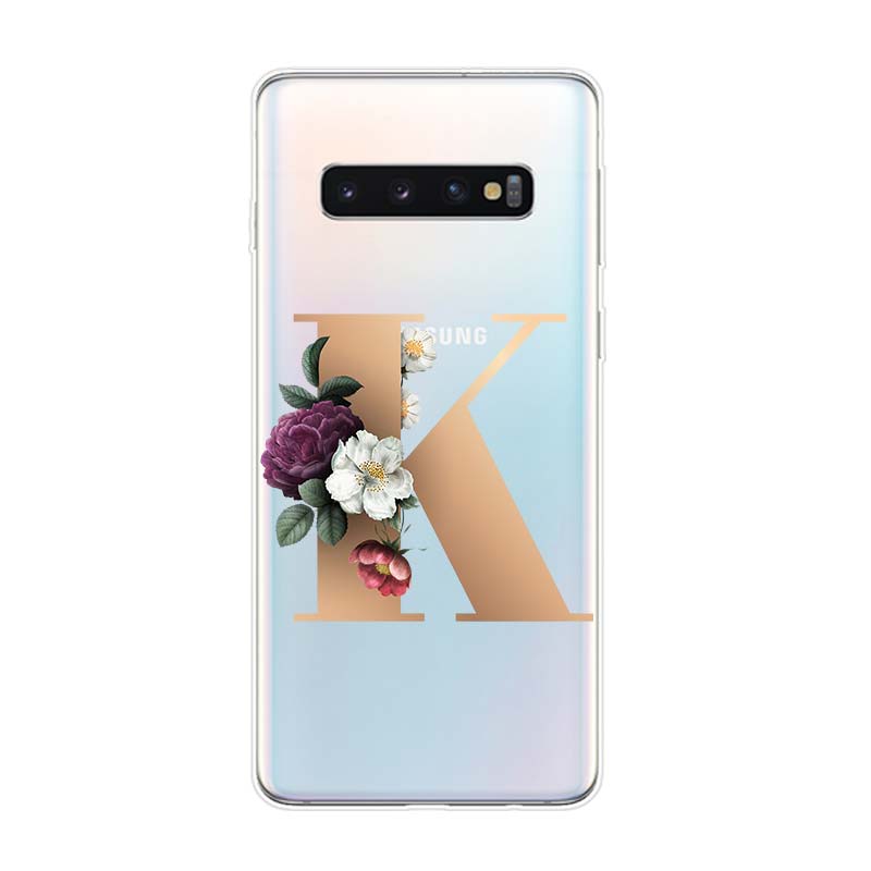 Buchstabe Alphabet Blumen A Silikonhülle Für Samsung Galaxy S21 S20 FE Ultra S10 S10E Lite S9 S8 S7 Edge Plus Handyhülle