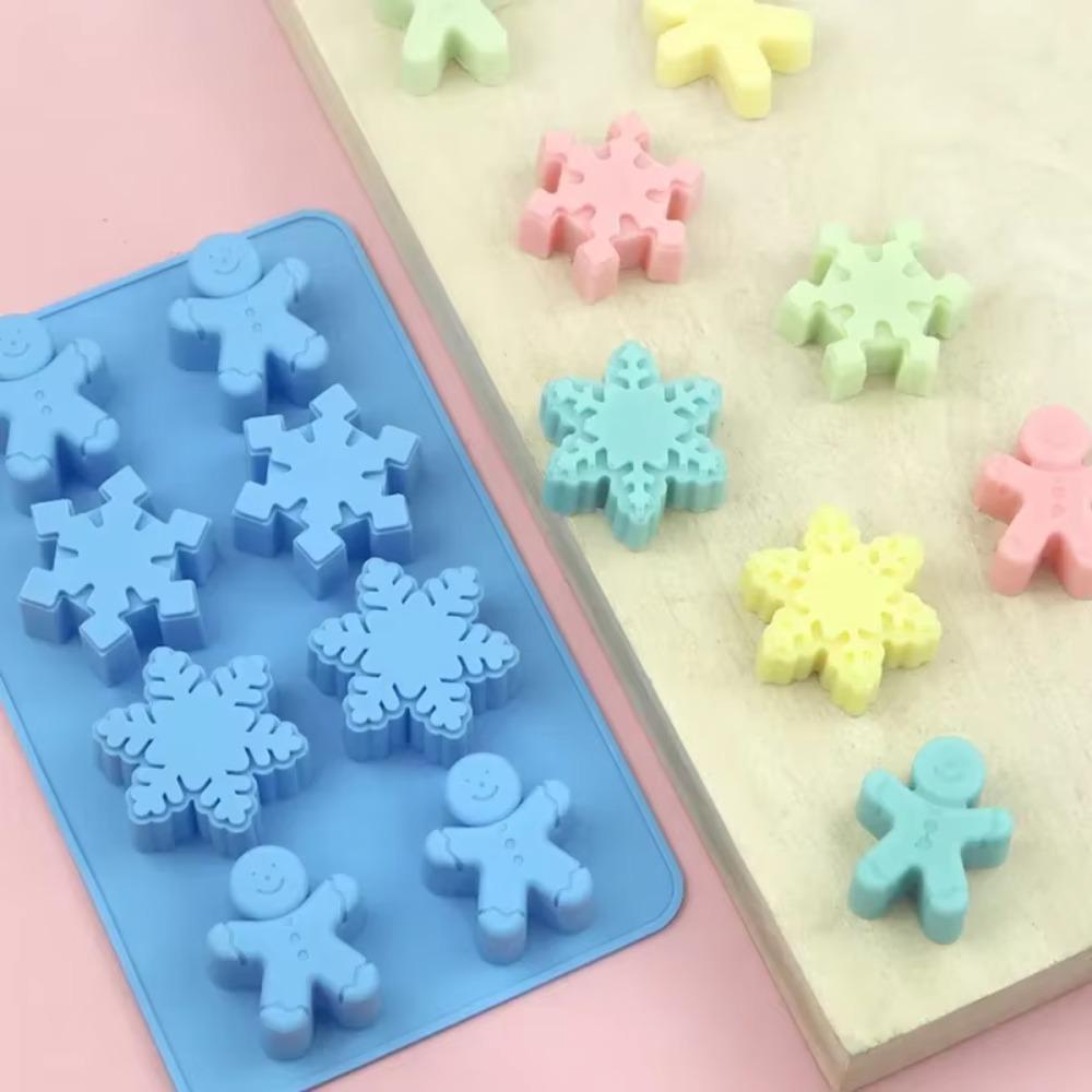 Moule de Noël DIY Dessert Biscuit Chocolat Moule de Cuisson Flocon de Neige Bonhomme en Pain d'Épices Moule en Silicone Moule Savon Bougie Accessoires de Boulangerie