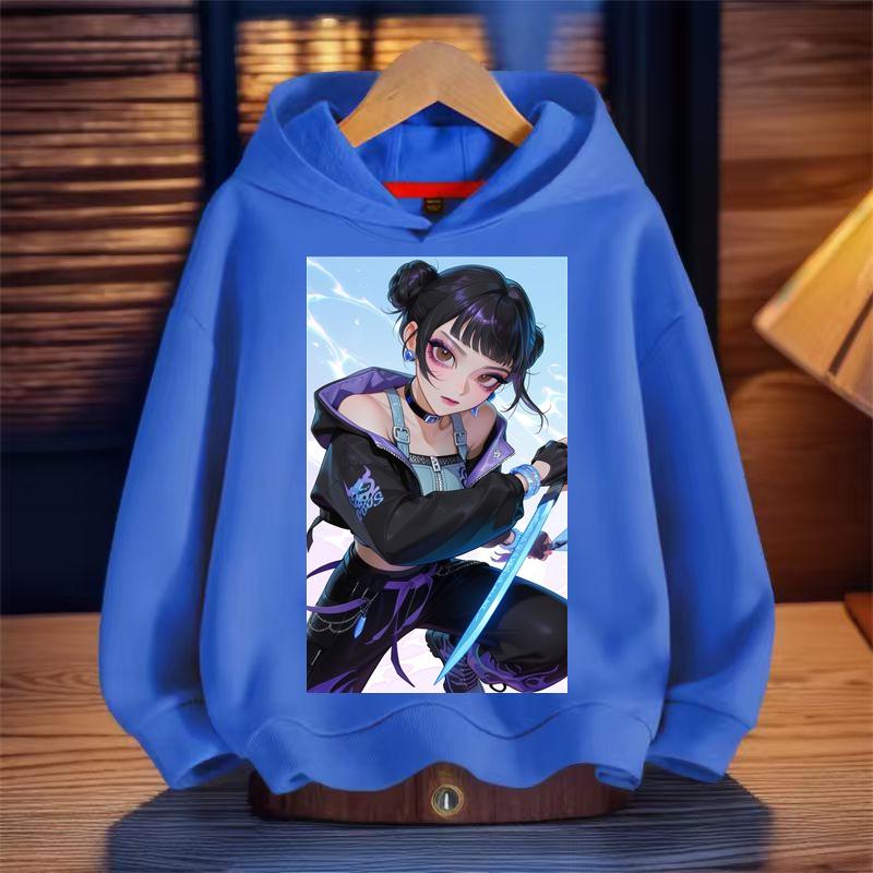 Nieuwe KPop Duiveljager Bedrukte Hoodie Kindermode Herfst/Winter Hoodie Meisje Schattig Sportkleding Top
