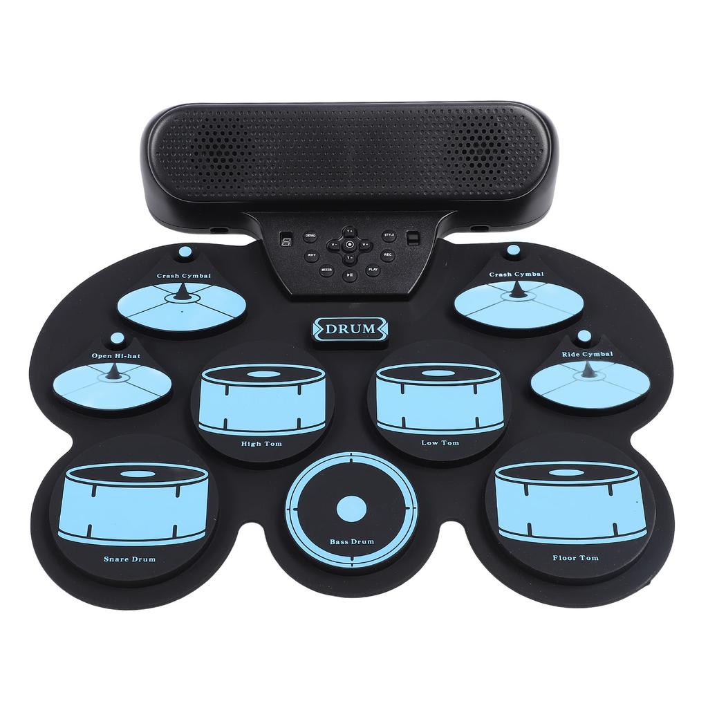 Electronic Drum Pad Hand Rolled Drum Pad Double Speakers Rechargeable Silicone Roll Up Drum Pad Fold