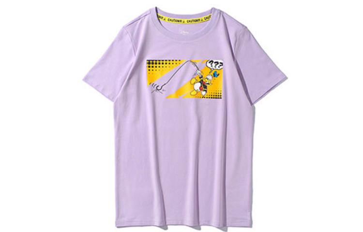 Li Ning X Disney T Shirts Women s Light Purple Crew Neck Moderate Straight Fit AHSP054-2 S