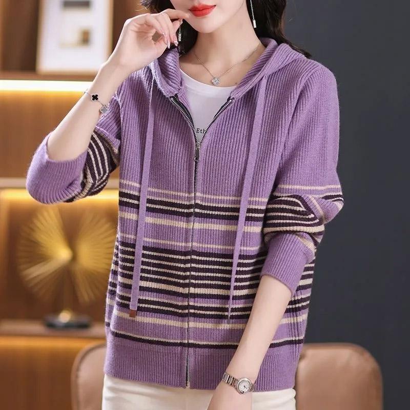 Coat for Women Knitted Sweater Coat Plush Autumn Winter Thickened Fleece Sweatshirt Oversize Casual Zipper Hooded Sweater Coat