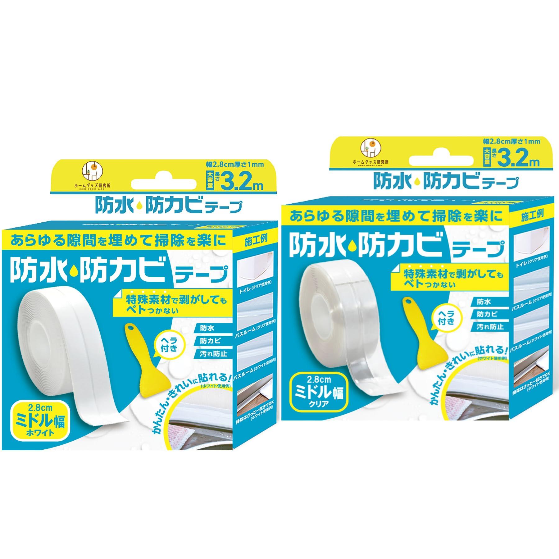 

Medium width masking white and gap gap kitchen clear white tape, transparent, tape, filler, mold-resistant tape, use, 2.8cm width, & set. белый
