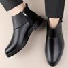 British Style Men's Genuine Leather Casual Shoes Winter Warmth Plush Cotton Shoes Men's Office Formal Short Boots Free Delivery