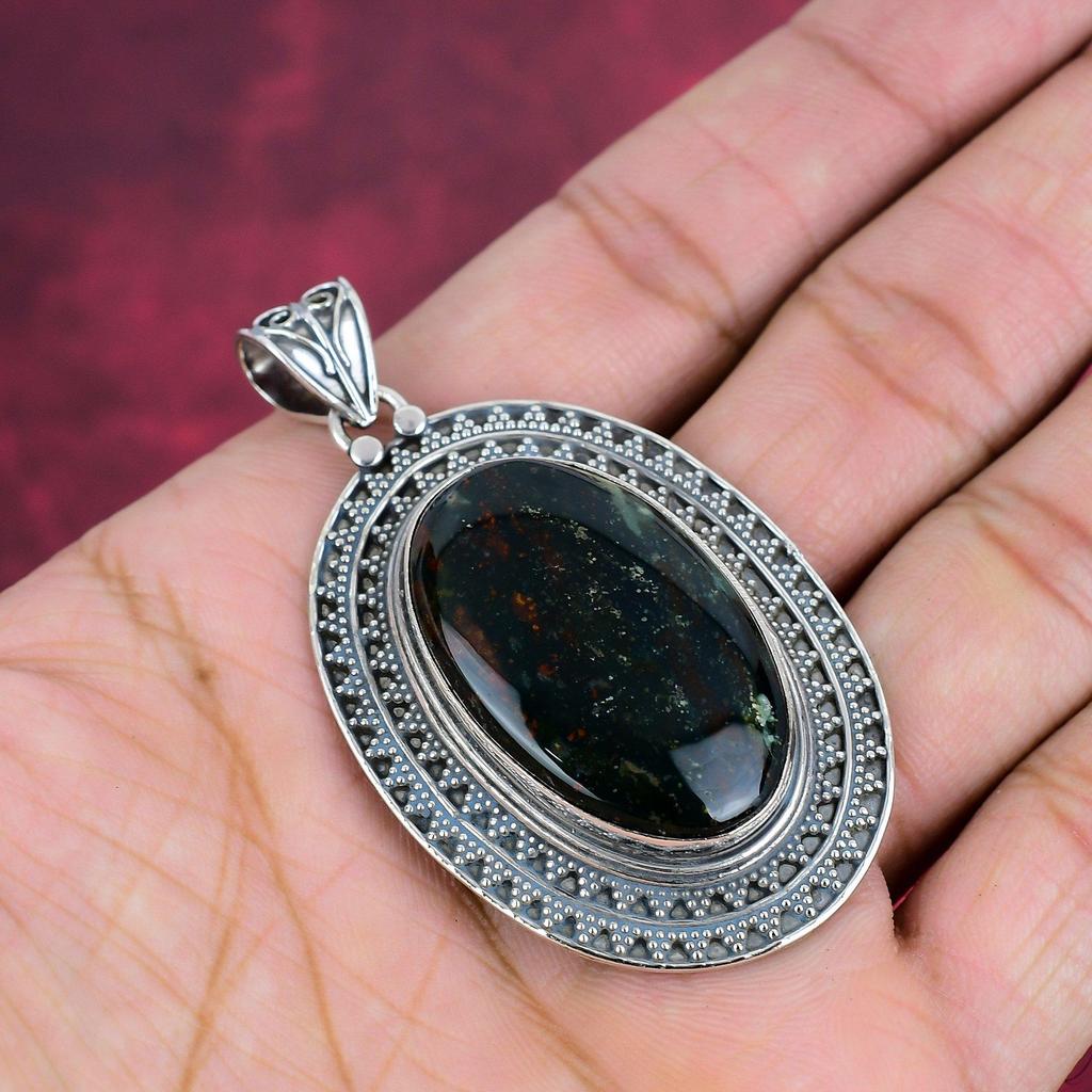Blutstein 925 Sterlingsilber Schmuck, Handgefertigter Schmuck Schöner Edelstein Anhänger Schmuck, Für Hochzeitsgeschenk