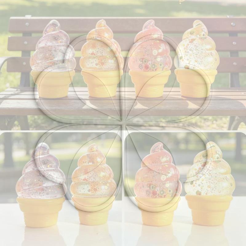 1/2Pcs Ice Cream Shaped Glitter Squeezable Toy With Colorful Sequins Cute Fruit Patterns Anxiety Stress Relief Sensory Toys