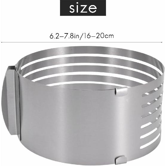 6 To 8 Inch Adjustable Cake Ring for Cutting Layers, Slicing and Leveling Cakes, Stainless Steel 7-Layer Cake Toast Slicer Leveler