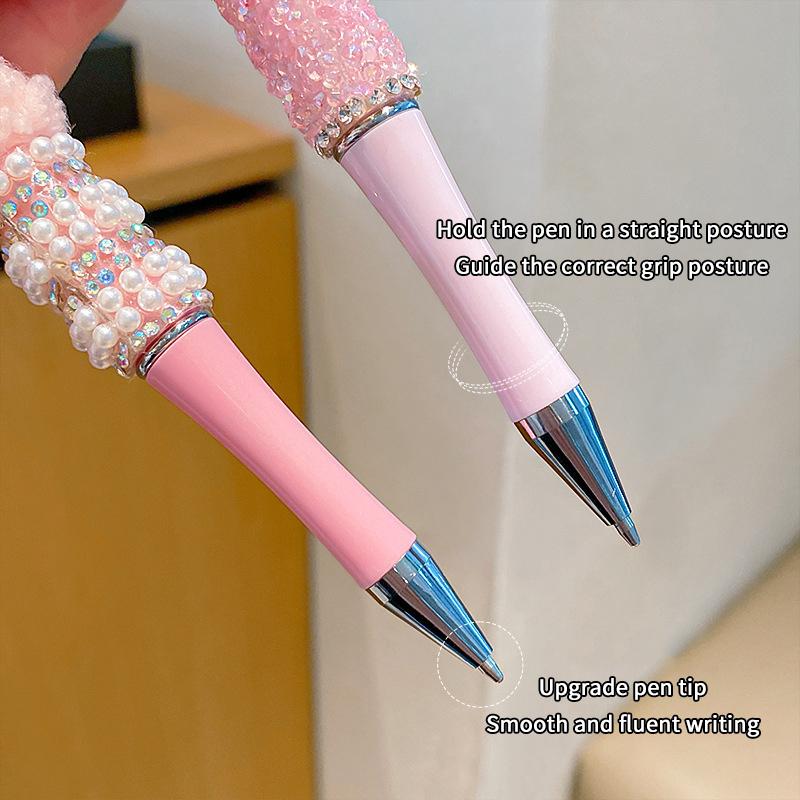 Kawaii Cartoon Pen Cute Bead String Pen  Flash Diamond Rotating Neutral Pen Writing Smooth Ballpoint Pen Birthday Gift