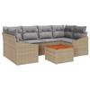 VidaXL Ensemble de Canapé de Jardin en 7 pièces avec Coussins Beige en Rattan Poly Acacia 3347784