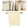 Slim Laundry Basket Foldable Space Saving Sturdy PP Plastic Narrow Clothes Hamper for Bathroom Corner Crm White