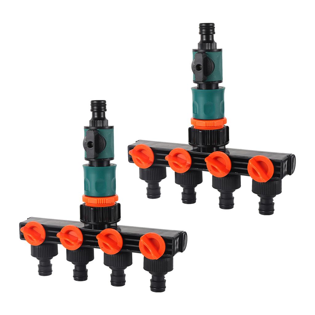 1 Set One-Way-Four-Valve Water Splitter 16mm Nipple Quick Switch Valve Garden Lawn Irrigation Car Washing Multiple-Use Connector