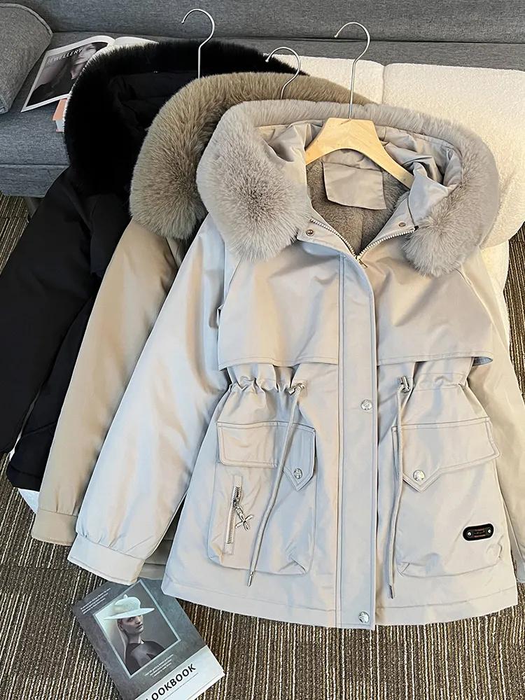 Damen Winterparkas Jacke Koreanisch Locker Kapuze Dick Warm Lässig Gepolsterter Mantel Weiblicher Übermantel Lässige Oberteile