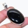 Natural Black Onyx Gemstone Handmade 925 Sterling Silver Pendant 1.93" AP-15912