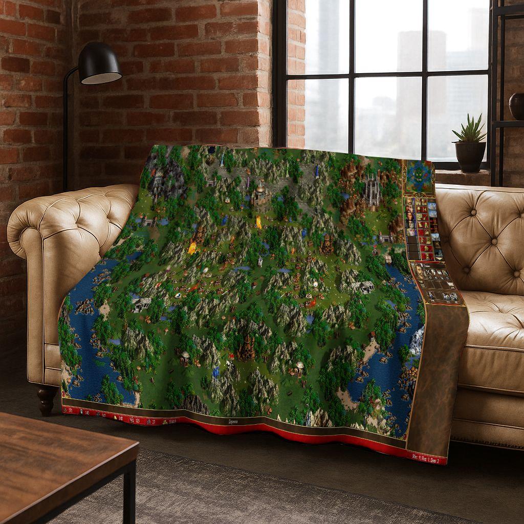 Retro Heroes of Might and Magic Map Games Art Flannel Blanket,Cozy Soft Throw Blanket for Home Bedroom Bed Sofa Cover Gift kids