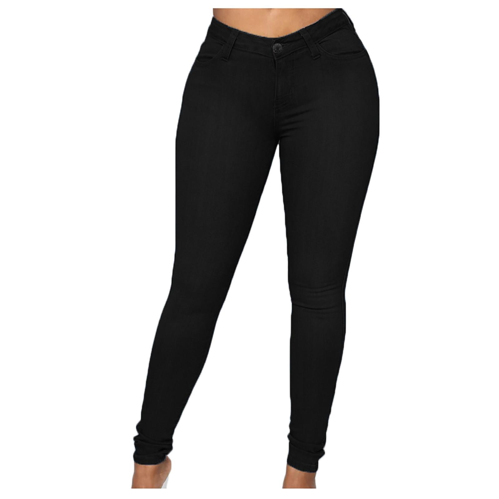 

Slim Fashion Denim Pants for Women 2XL чёрный