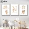 Boho Posters Cartoon Bear Canvas Painting Custom Name Poster Star Rainbow Wall Art Print Nursery Picture Baby Kids Room Decor
