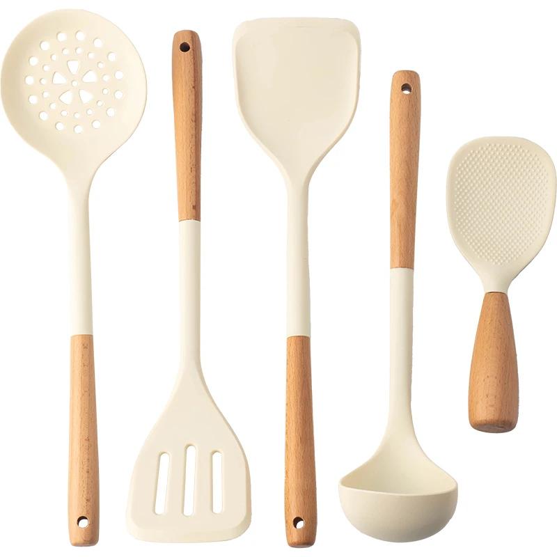 5Pcs High-grade Silicone Kitchen Utensils Spatula Spoon Rice Spoon Kitchen Gadgets Kitchen Accessories Home Kitchen Items