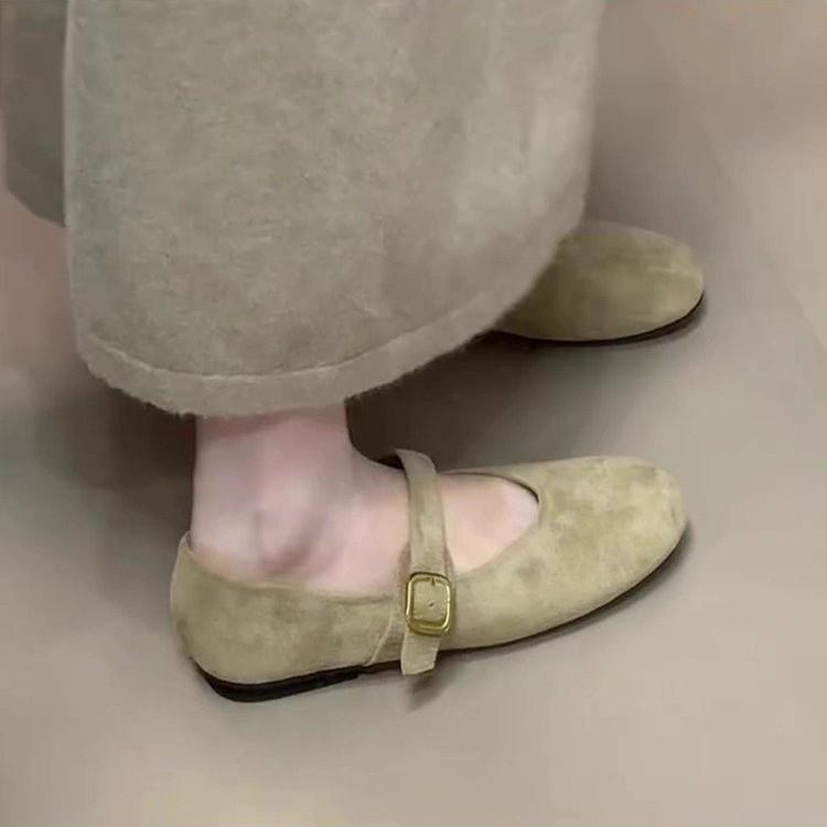 Flat Shoes Women's 2025 New Autumn Skirt Mary Jane Single Shoes Flat Grandma Shoes One Pedal Doudou Shoes