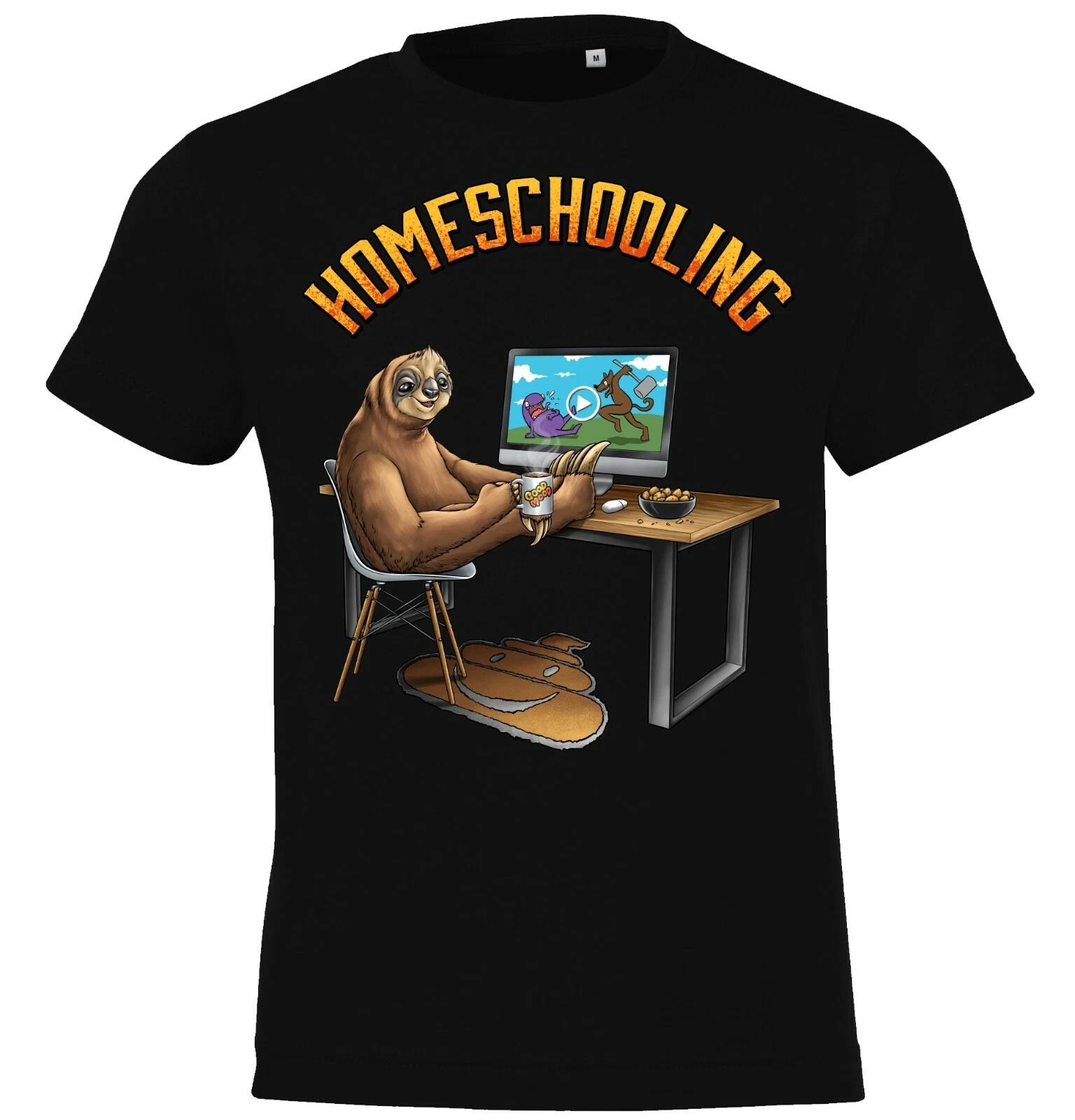Youth Designz Homeschooling Kids kids boys T-Shirt School Funny Saying Sloth Logo 100
