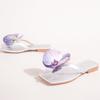Fashion Luxury Flower Women Sandals Fashion Medium Heeled Square Toe Open-toe Large Size Women Flip-flops Simple Comfortable Women Flats