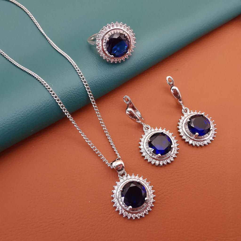 Full Diamond Zircon Colored Treasure Necklace Collarbone Chain Inlay Set Versatile Design