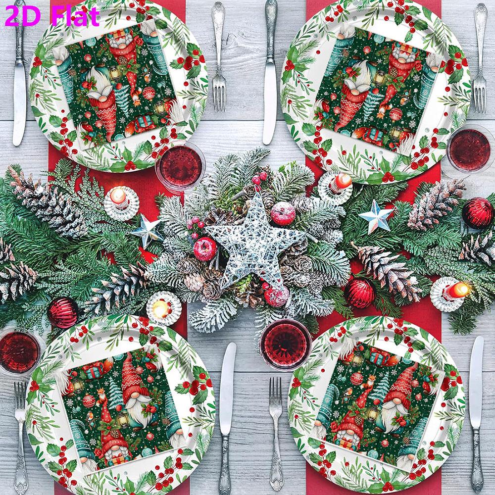 20pcs Disposable Napkins with Santa Claus Pattern Print for Wedding,Parties,and Daily Use for Thanksgiving Fall Christmas Table Decoration