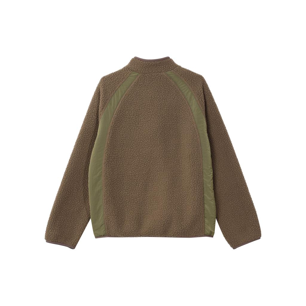 Jordan Spliced Fabric Stand Collar Zip Casual Fleece Jacket Unisex Jacket Light-Brown FV8450-274