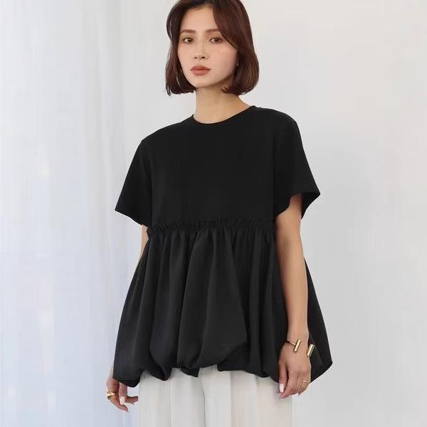 

2025 Korean Style Loose Sleeve Patchwork A-line T-shirt One Size