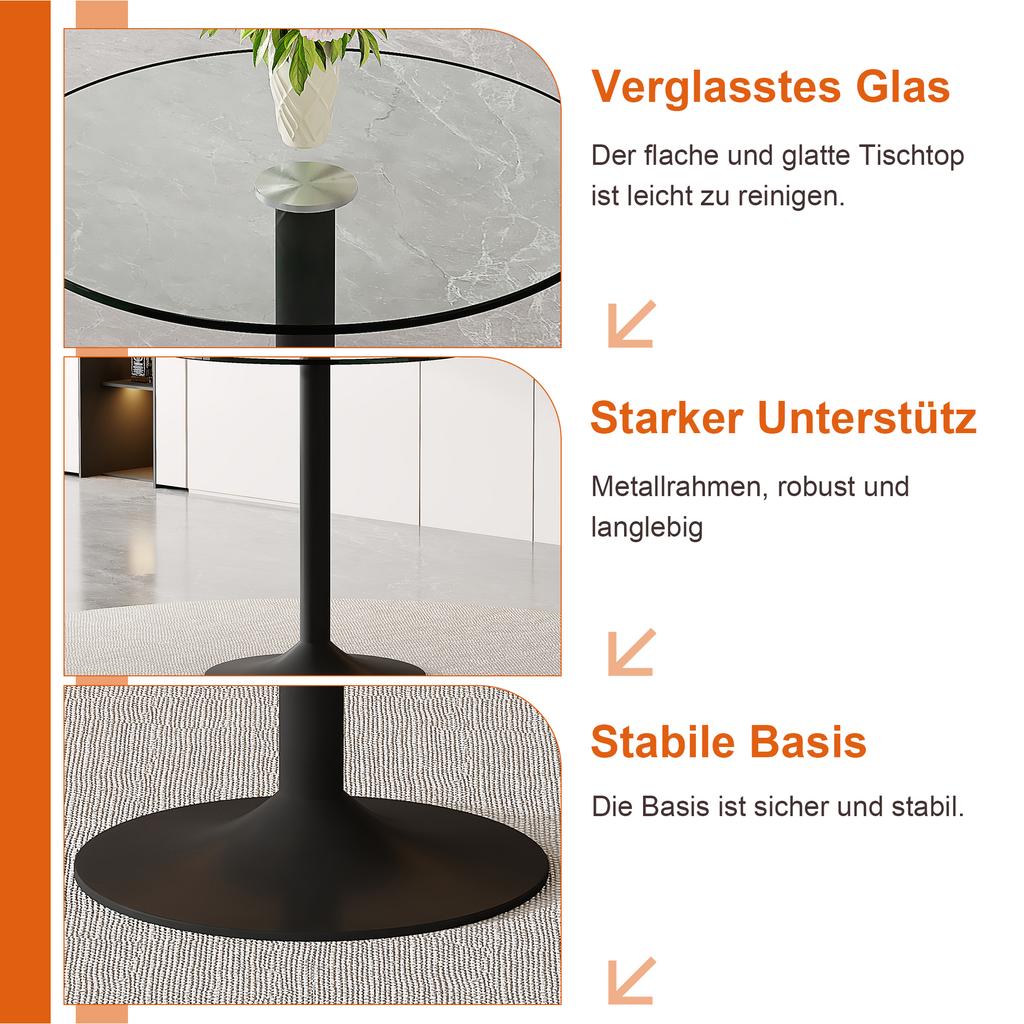 Modern Minimalist Round Bar Table Made of Tempered Glass: Diameter of 89 Cm, Height of 92 Cm, Ideal for a Slightly Luxurious Atmosphere.