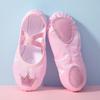 Scarpe da ballo in raso per bambini, con ricamo di corona e design a zampa di gatto.