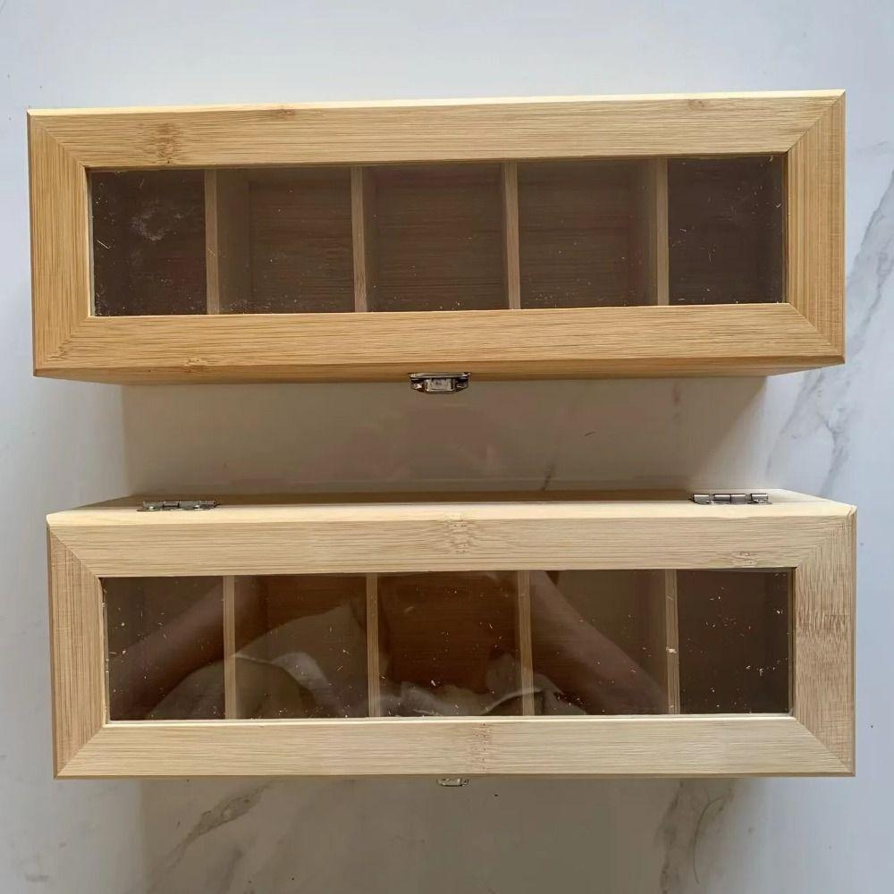 Dustproof Jewelry Organizer Wooden Tea Box Holder Tea Bag Storage Boxes  Kitchen Bar