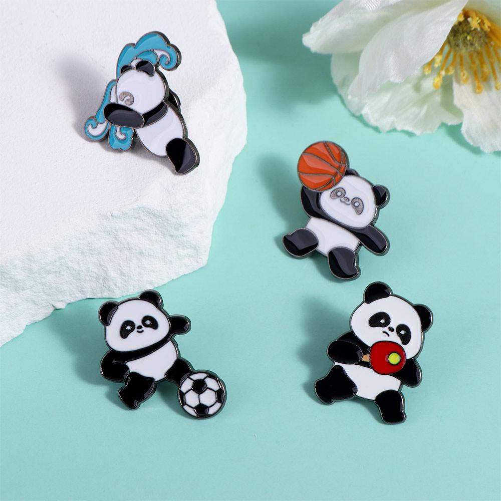 Zinc Zinc Zinc Alloy Panda Athlete Enamel Pins Trinket Giant Panda Shape Badge  Fans Gifts