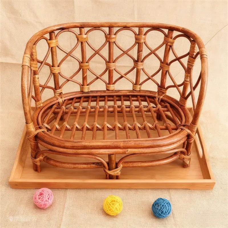 Retro Rattan Basket Chair Newborn Photo Props Infant Posing Bed Backdrops Baby Studio Photography Accessories For Boys Girls