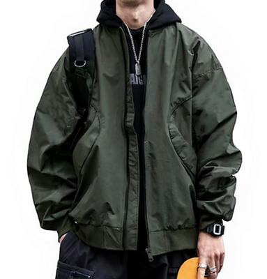 EASTEMPO Autumn Loose Solid Plus Sizes Men's Jacket, Ma-1, Casual, Business, Fit, Stylish, Windproof, Color, Blouson, (JP, Alphabet, M, Green)
