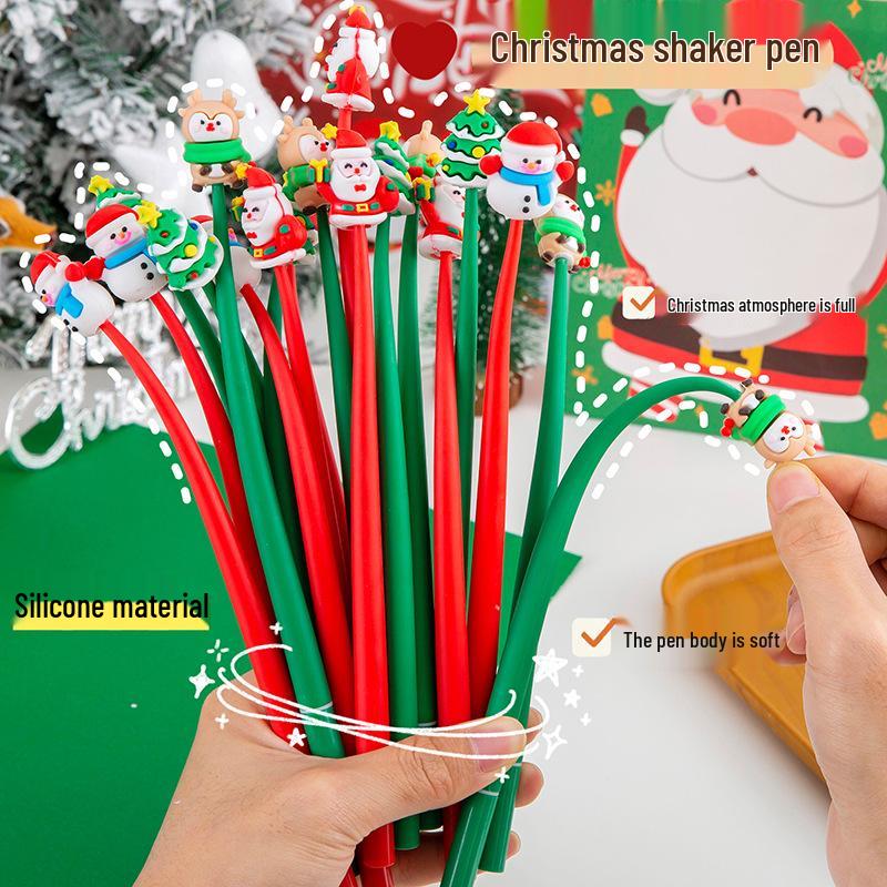 Cute Christmas Cartoon Silicone Shaker Gel Pen - Student Stationery Gift