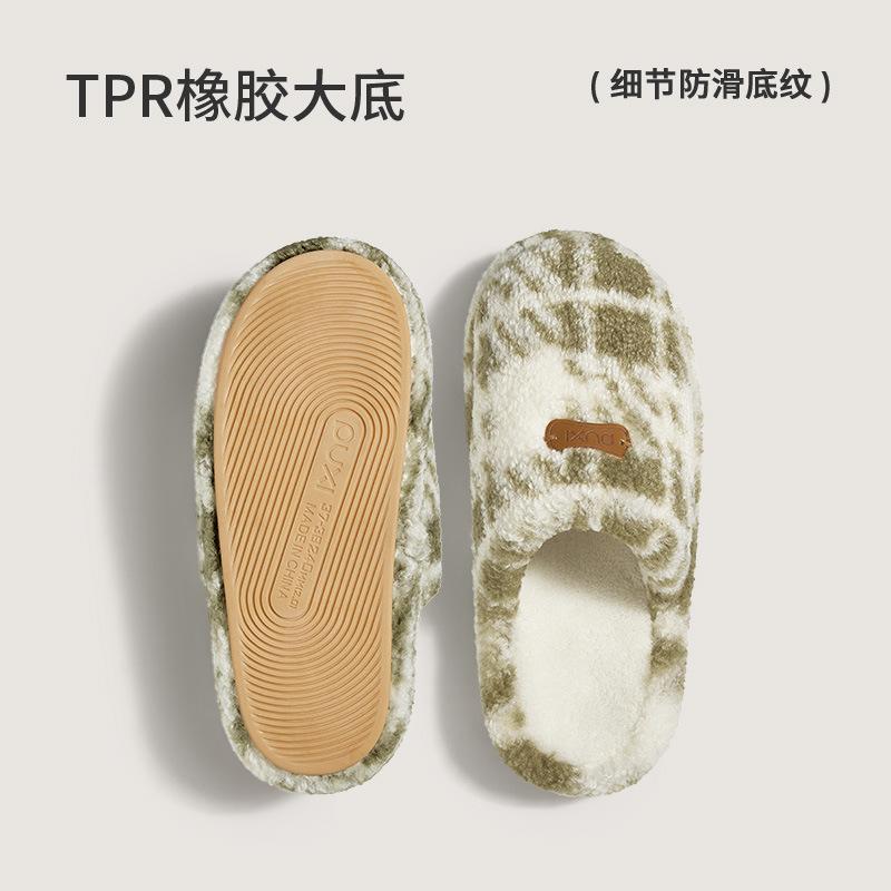 Simple cotton slippers new autumn and winter couples home indoor thick bottom non-slip piled warm fluffy slippers